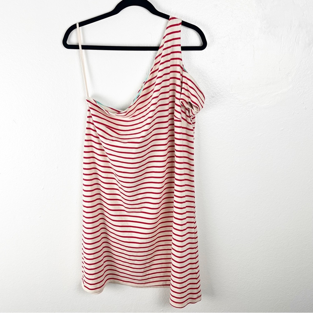 ANTHROPOLOGIE MAEVE 100% Cotton Marketa Striped One Shoulder Dress XL Nautical